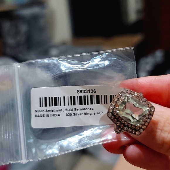 Montezuma Prasiolite & Coffee Zircon Double Halo Ring – Platinum over 925 Sz 7 - Picture 7 of 10